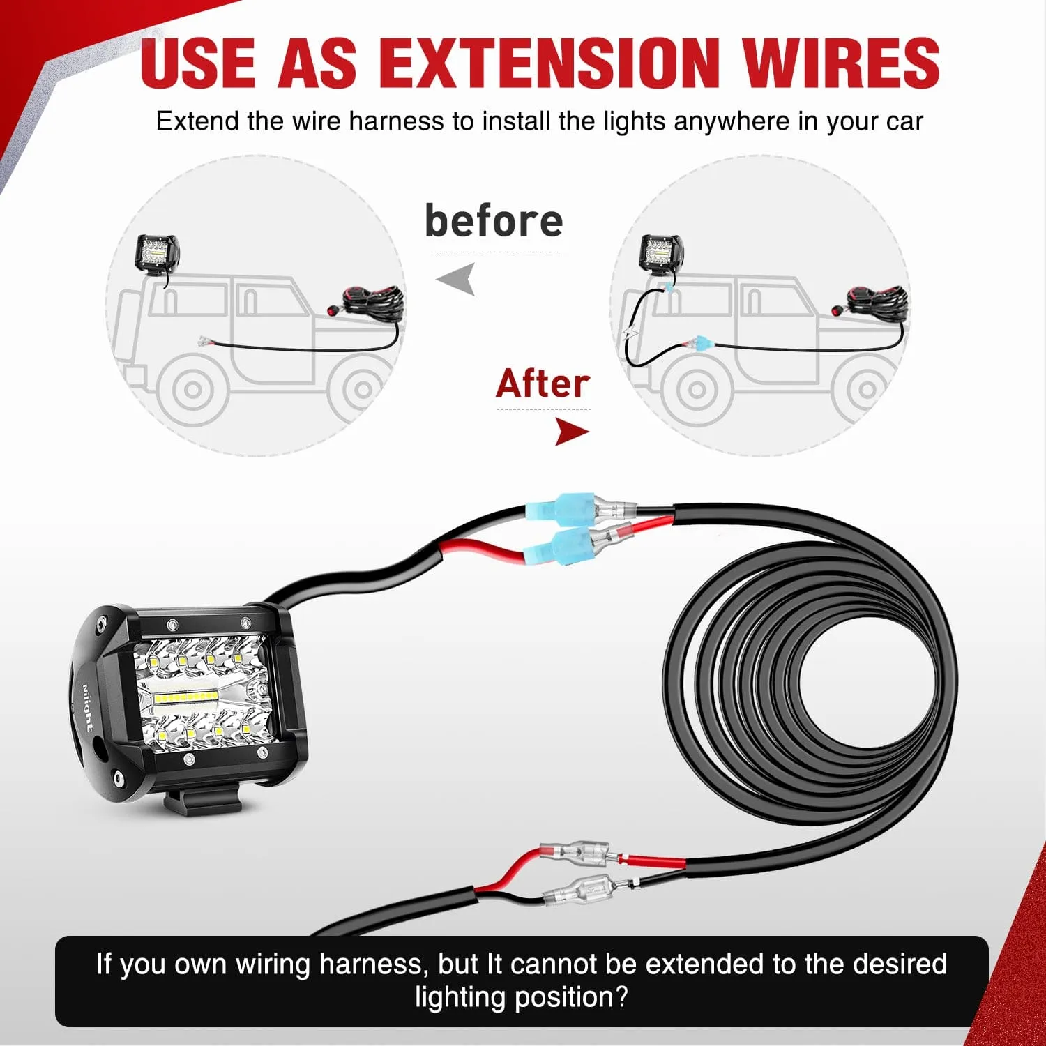 100FT 14AWG Oxygen-Free Copper Wire Red Black Electrical Wire Stranded PVC Cord 2 Conductor Parallel 300V DC Flexible Extension Cords