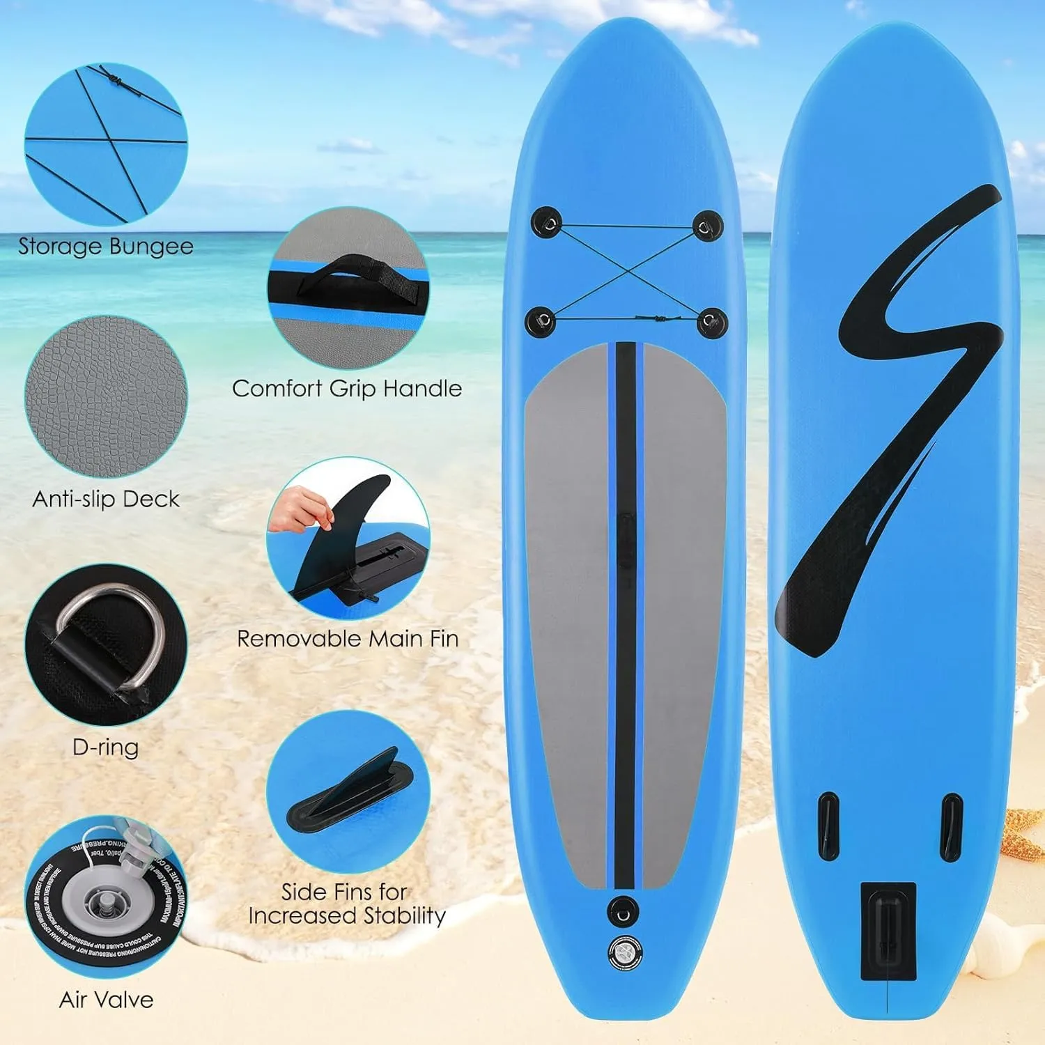 12FT Stand Up Paddle Board, Inflatable Paddleboard with SUP Accessories & Carry Bag, Paddle, Hand Pump, Non-Slip Deck, Repair Kit,Leash, 400LBS