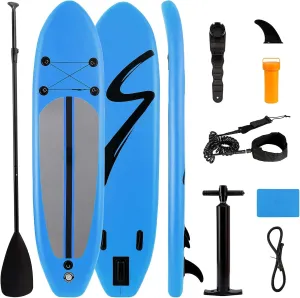 12FT Stand Up Paddle Board, Inflatable Paddleboard with SUP Accessories & Carry Bag, Paddle, Hand Pump, Non-Slip Deck, Repair Kit,Leash, 400LBS