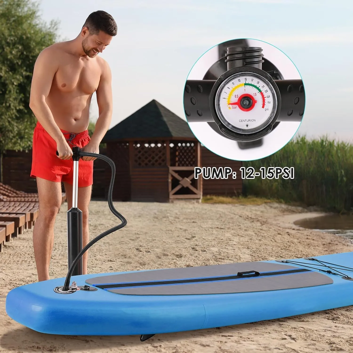 12FT Stand Up Paddle Board, Inflatable Paddleboard with SUP Accessories & Carry Bag, Paddle, Hand Pump, Non-Slip Deck, Repair Kit,Leash, 400LBS