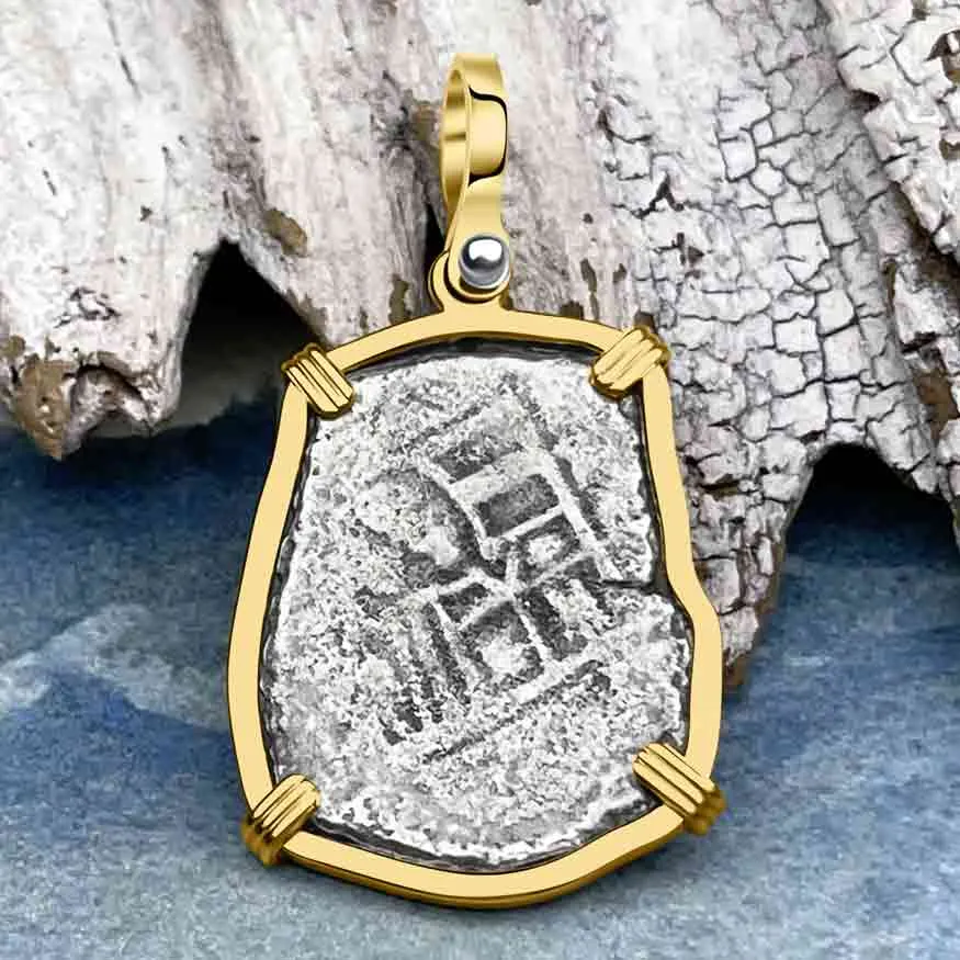 1715 Fleet Golden Age of Piracy Shipwreck Spanish 2 Reale "Piece of 8" 14K Gold Pendant | Artifact #8949