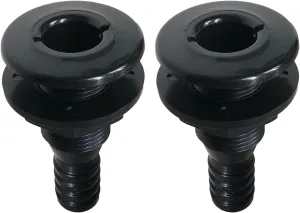 2Pcs Thru Hull Fittings for Boats,Straight Thru-Hull Connection for Hose,Plastic Through Hull Fitting