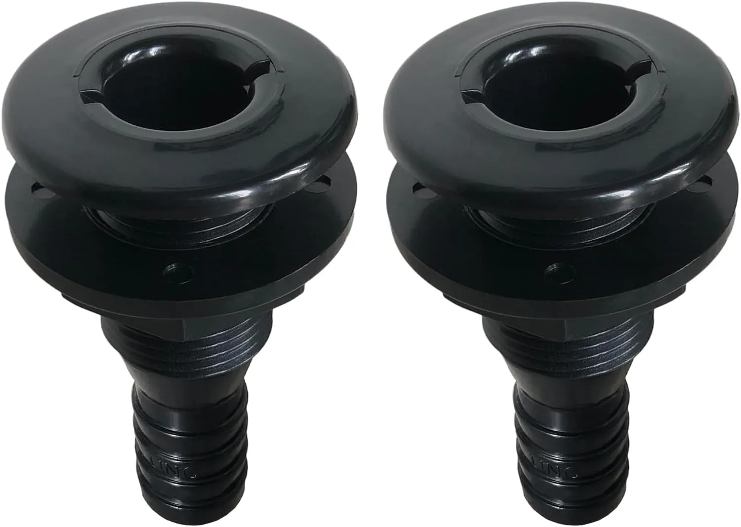 2Pcs Thru Hull Fittings for Boats,Straight Thru-Hull Connection for Hose,Plastic Through Hull Fitting