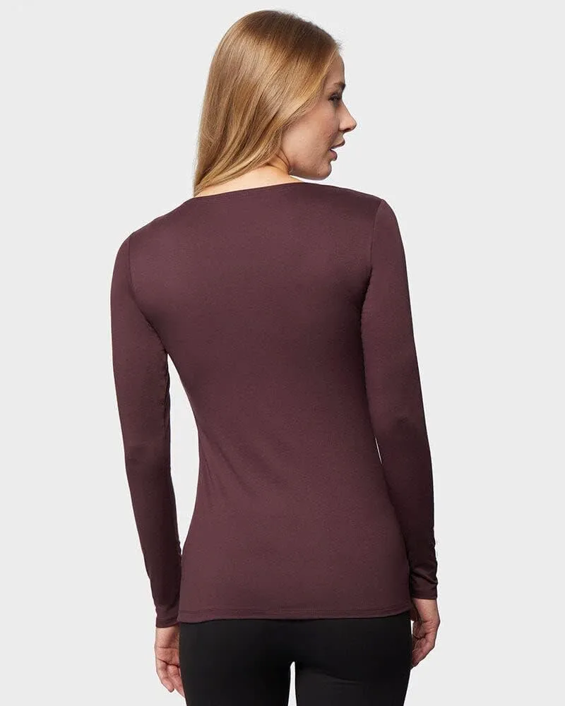 32 Degrees Women's Lightweight Baselayer Scoop Top | Long Sleeve | Form Fitting | 4-Way Stretch | Thermal