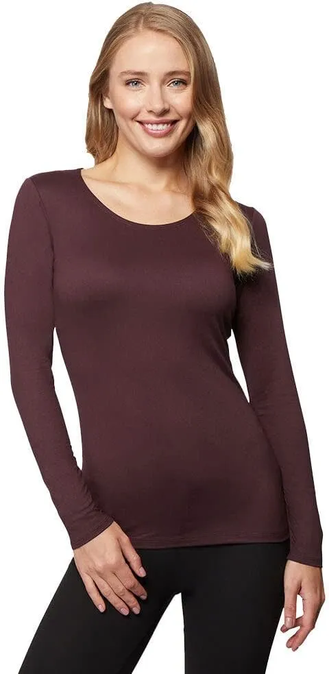 32 Degrees Women's Lightweight Baselayer Scoop Top | Long Sleeve | Form Fitting | 4-Way Stretch | Thermal