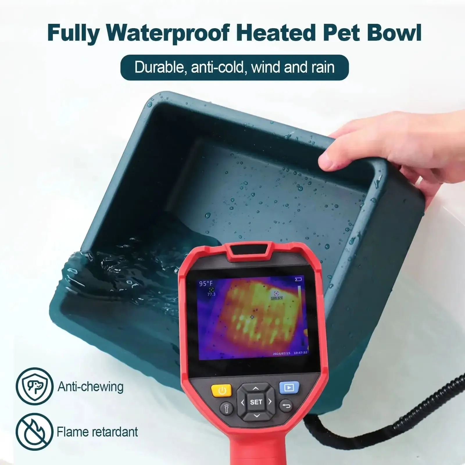 4.6L Heated Square Pet Bowl
