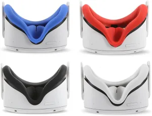 4Pcs VR Silicone Face Cover for Oculus Quest 2, Light-Thin, Waterproof, Anti-Dirty Replacement Facial Cushion VR Pads Accessories (Black Red Gray Blue)