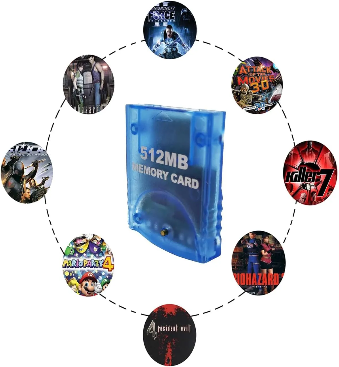 512MB(8192 Blocks) High Speed Gamecube Memory Card, Game Memory Card Compatible for Nintendo Gamecube and Wii Console Accessory Kits - Blue