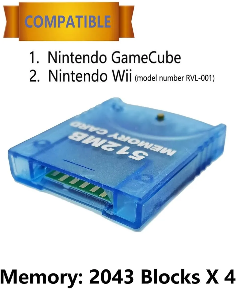 512MB(8192 Blocks) High Speed Gamecube Memory Card, Game Memory Card Compatible for Nintendo Gamecube and Wii Console Accessory Kits - Blue