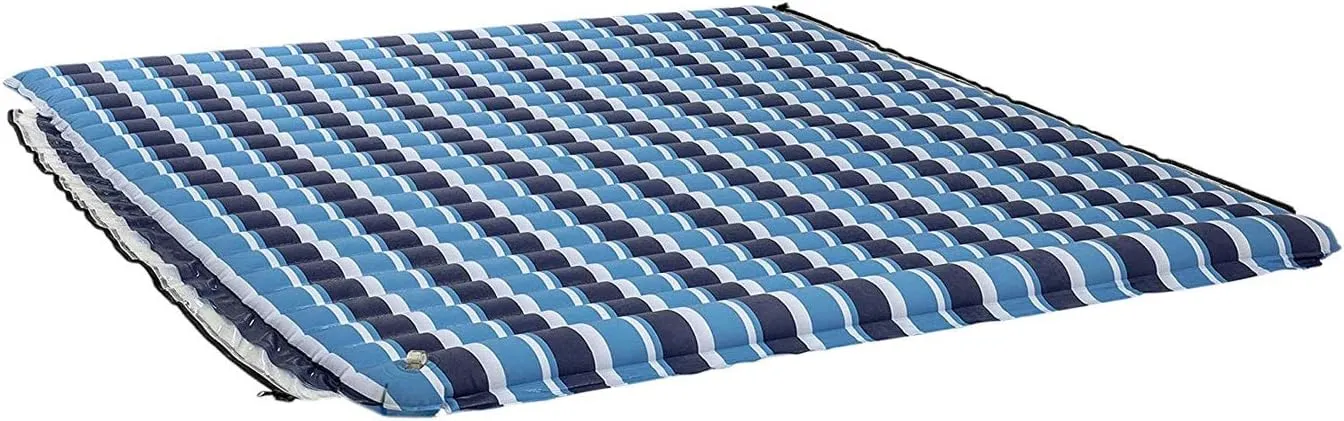 Aqua Ultimate Floating Water Mat  Heavy Duty Floating Island Pad with Expandable Zippers  Navy/White Stripe