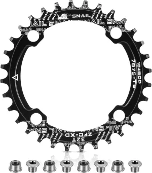 Boao Chainring 104 Bcd Chainring Narrow Wide Single Chain Ring with 4 Pieces Sprocket Bolts for Road Bikes, Mountain Bikes, BMX MTB Bike