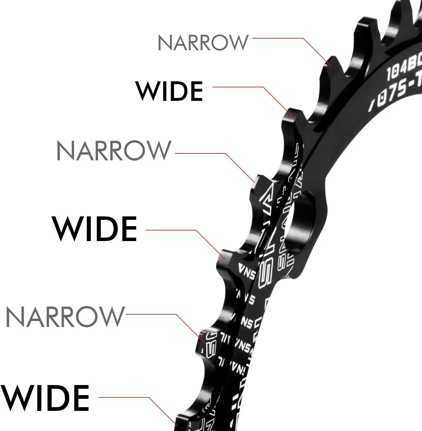 Boao Chainring 104 Bcd Chainring Narrow Wide Single Chain Ring with 4 Pieces Sprocket Bolts for Road Bikes, Mountain Bikes, BMX MTB Bike