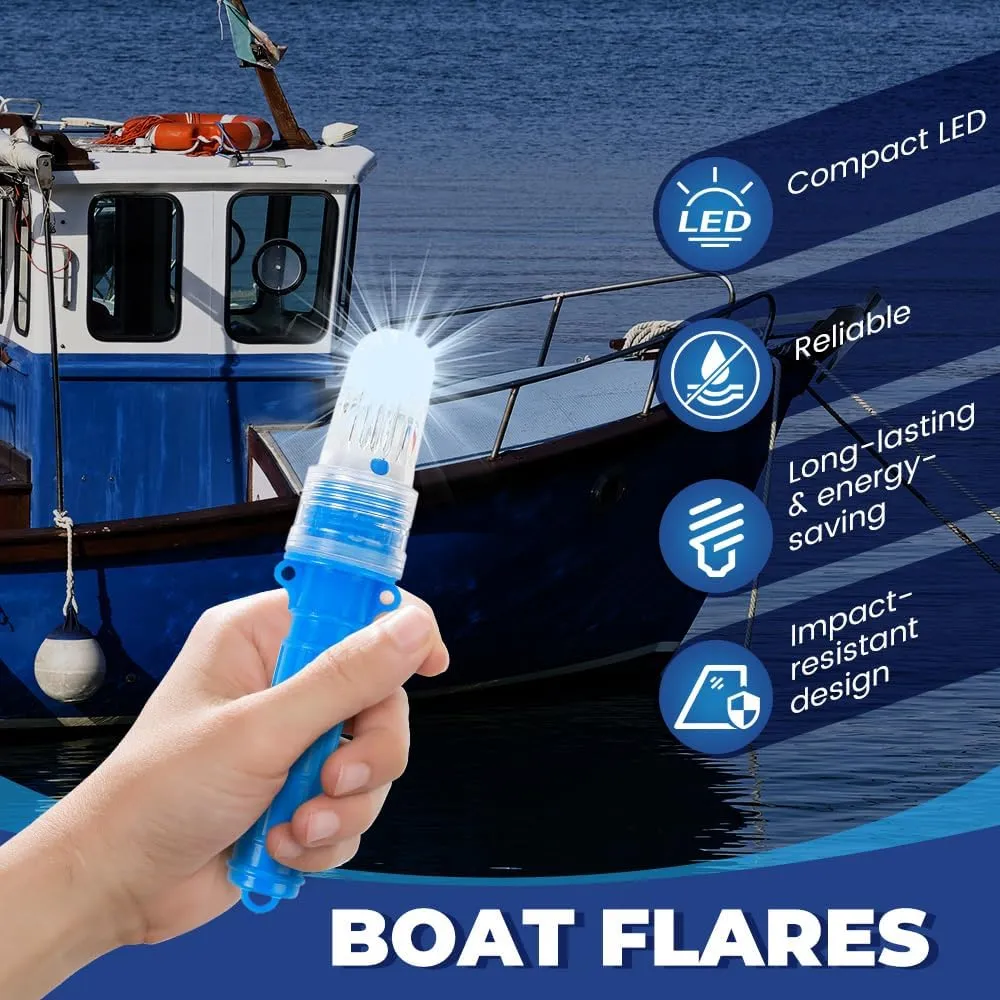 Boat Flares, 2025 New Boat Flares Coast Guard Approved Marine, Waterproof Emergency Signals for Fishing Nets, Buoys, Boats (Red 3Pc)