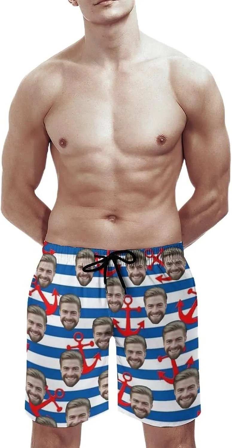 Custom Faces Men's Swim Trunks Quick Dry Beach Shorts Personalized Funny Shorts Customize Your Photo Bathing Suits