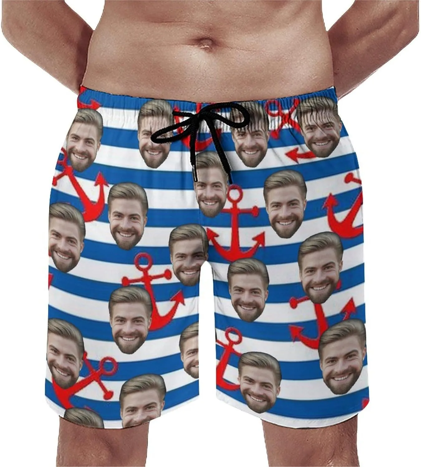 Custom Faces Men's Swim Trunks Quick Dry Beach Shorts Personalized Funny Shorts Customize Your Photo Bathing Suits