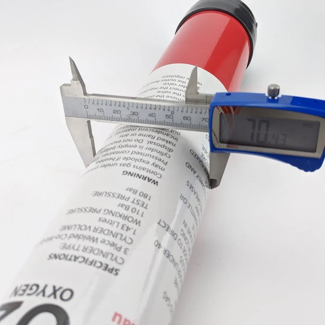 Disposable Gas Cylinder - 1.43L - 110Bar Oxygen