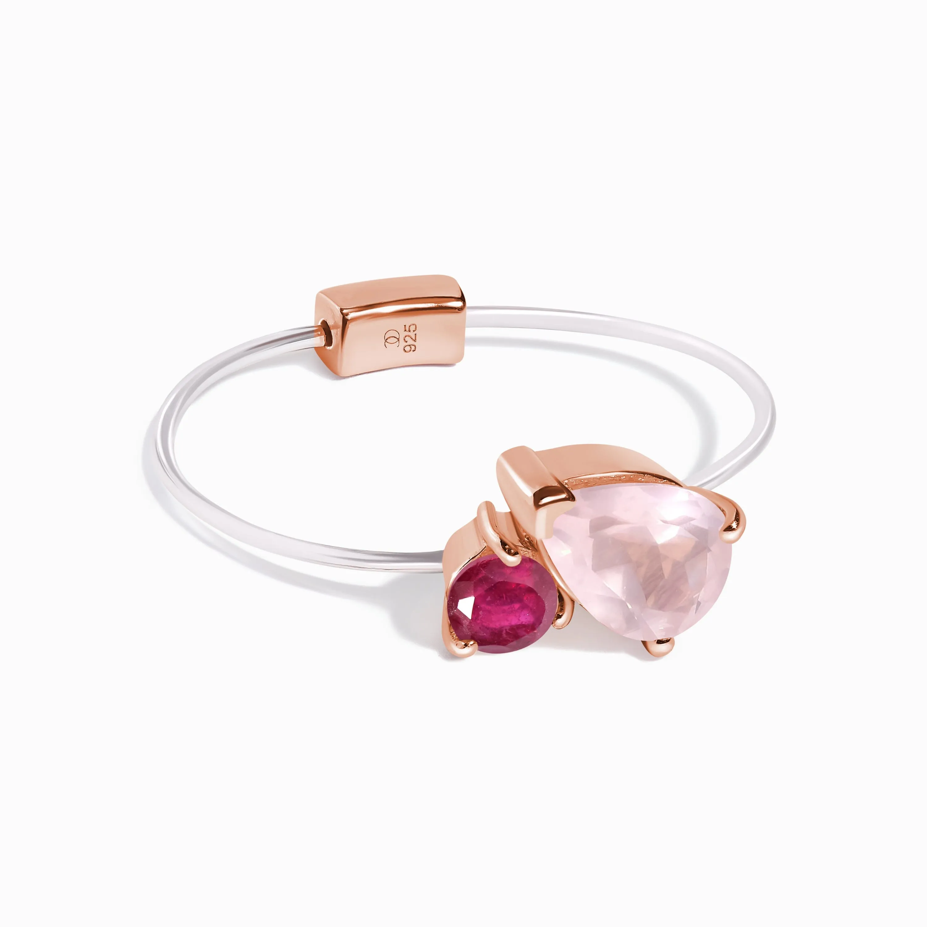 Floating Ring - Toi Et Moi Rose Quartz & Ruby