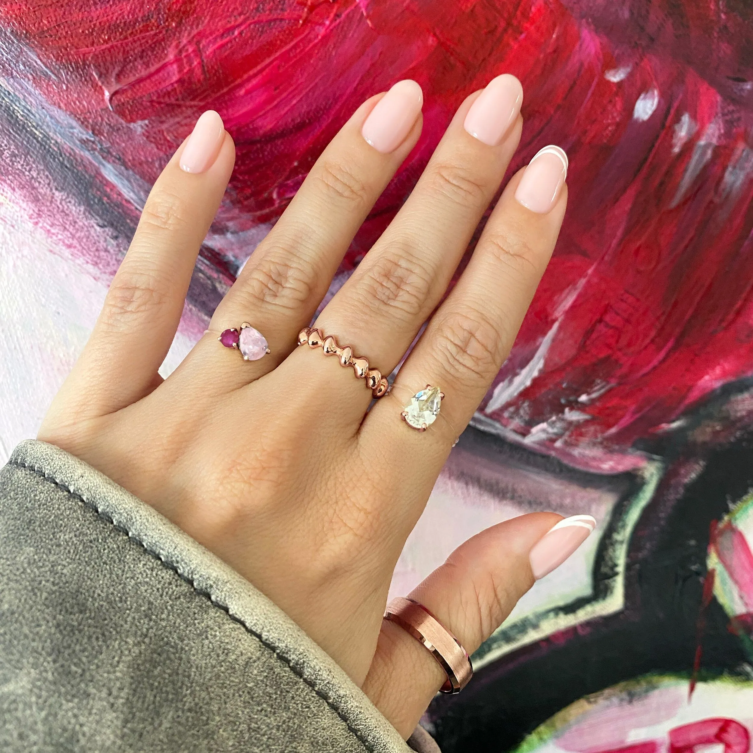 Floating Ring - Toi Et Moi Rose Quartz & Ruby