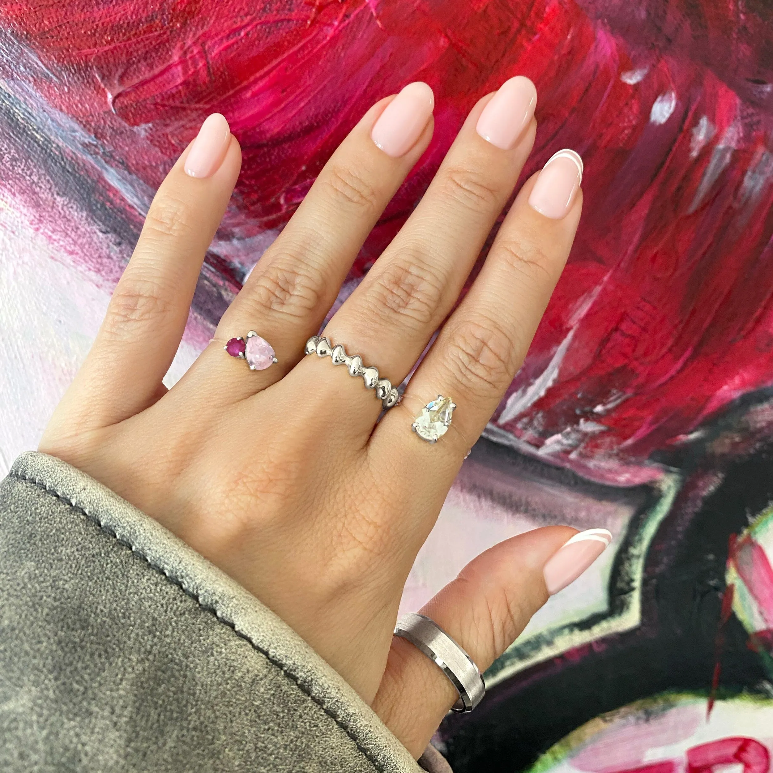 Floating Ring - Toi Et Moi Rose Quartz & Ruby