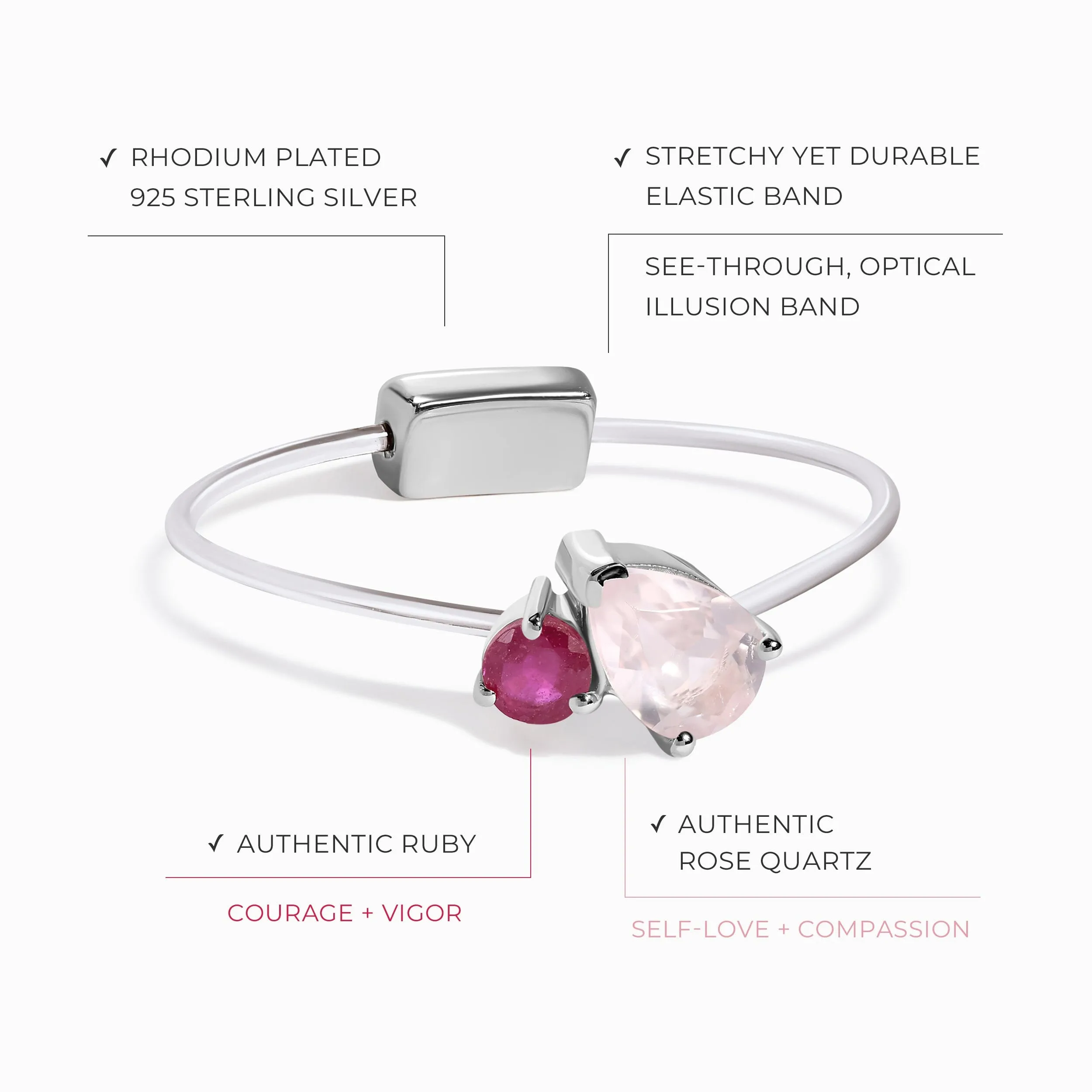 Floating Ring - Toi Et Moi Rose Quartz & Ruby