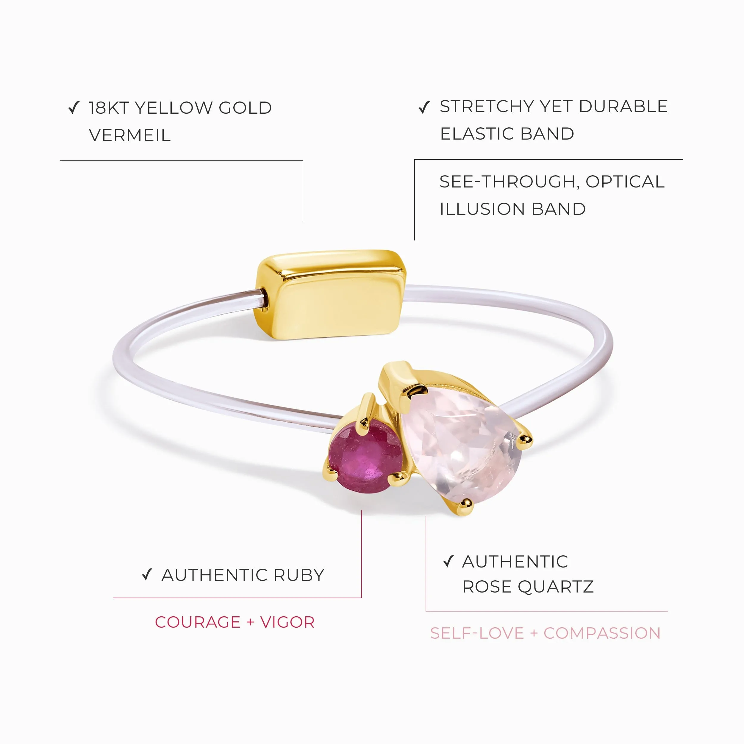 Floating Ring - Toi Et Moi Rose Quartz & Ruby
