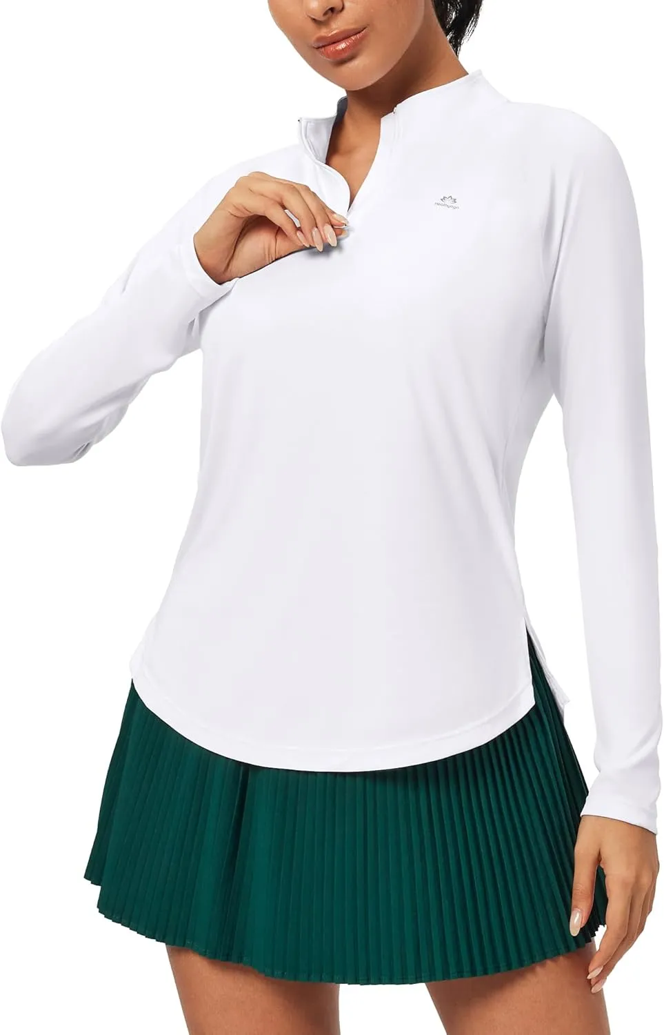 Heathyoga Womens Long Sleeve Workout Tops Golf Shirts for Woman UPF 50  UV Sun Protection SPF Shirts Quarter Zip Pullover