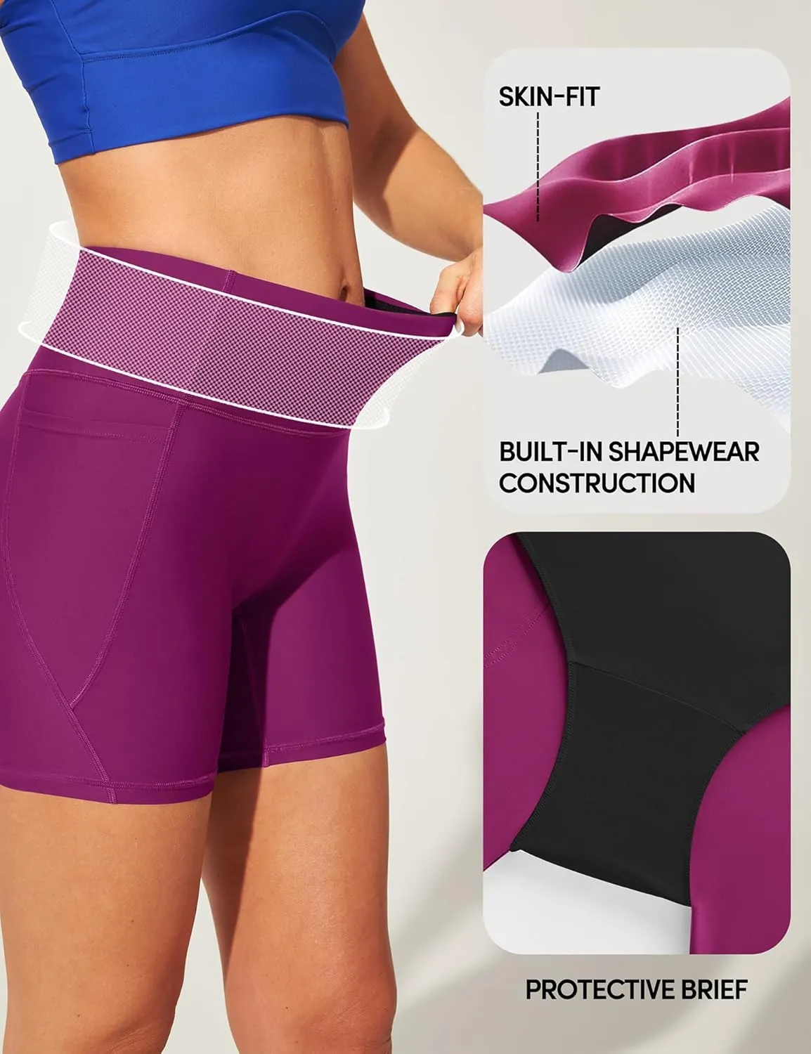 IUGA Womens Swim Shorts Tummy Control Swim Board Shorts UPF 50  Quick Dry Swimsuits Bottoms for Women with Pockets