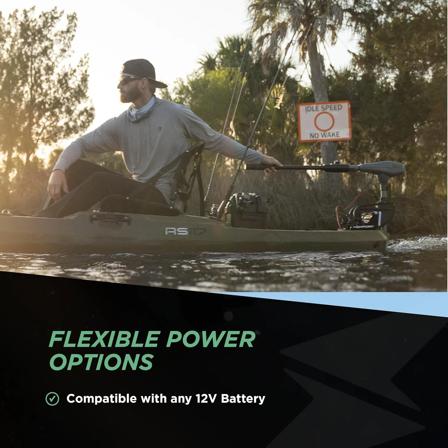 Kayak Series 55lb Thrust Transom Mounted Saltwater Electric Trolling Motor w/LED Battery Indicator (24" Shaft)