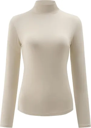 Kindcall Womens Slim Fitted Mock Turtleneck Tops Long Sleeve Lightweight Base Layer Shirts