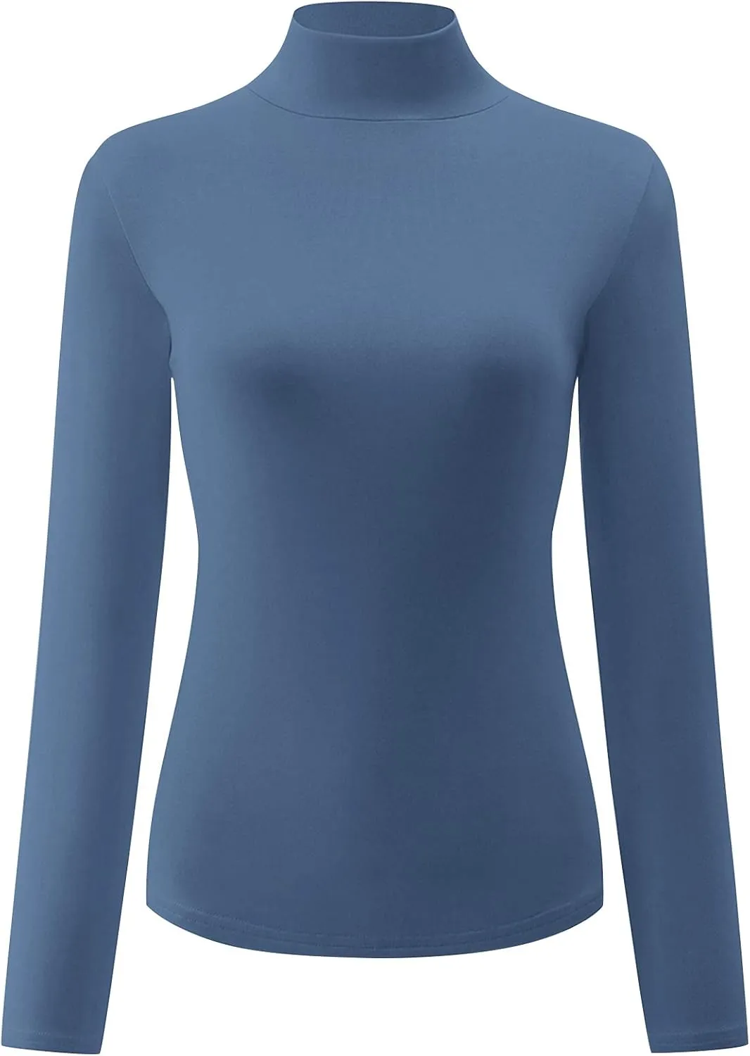 Kindcall Womens Slim Fitted Mock Turtleneck Tops Long Sleeve Lightweight Base Layer Shirts