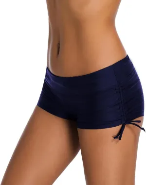 Micosuza Classical Women's Swim Boardshorts Beach Bikini Bottoms with Adjustable Ties 7 Color XS-XXL