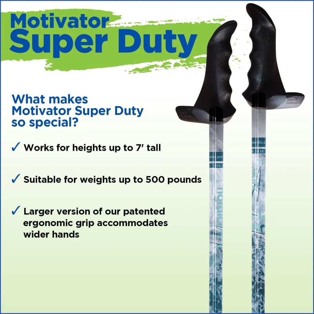 Motivator Super Duty Therapy Poles for Balance and Rehab - Patented Stability Grips - 2 Pieces Adjustable w/ Strong Push Button Locks, Detachable Rubber Feet and Travel Bag - For Heights up to 7 feet and Weights up to 500lbs (Sold as Set of 2)