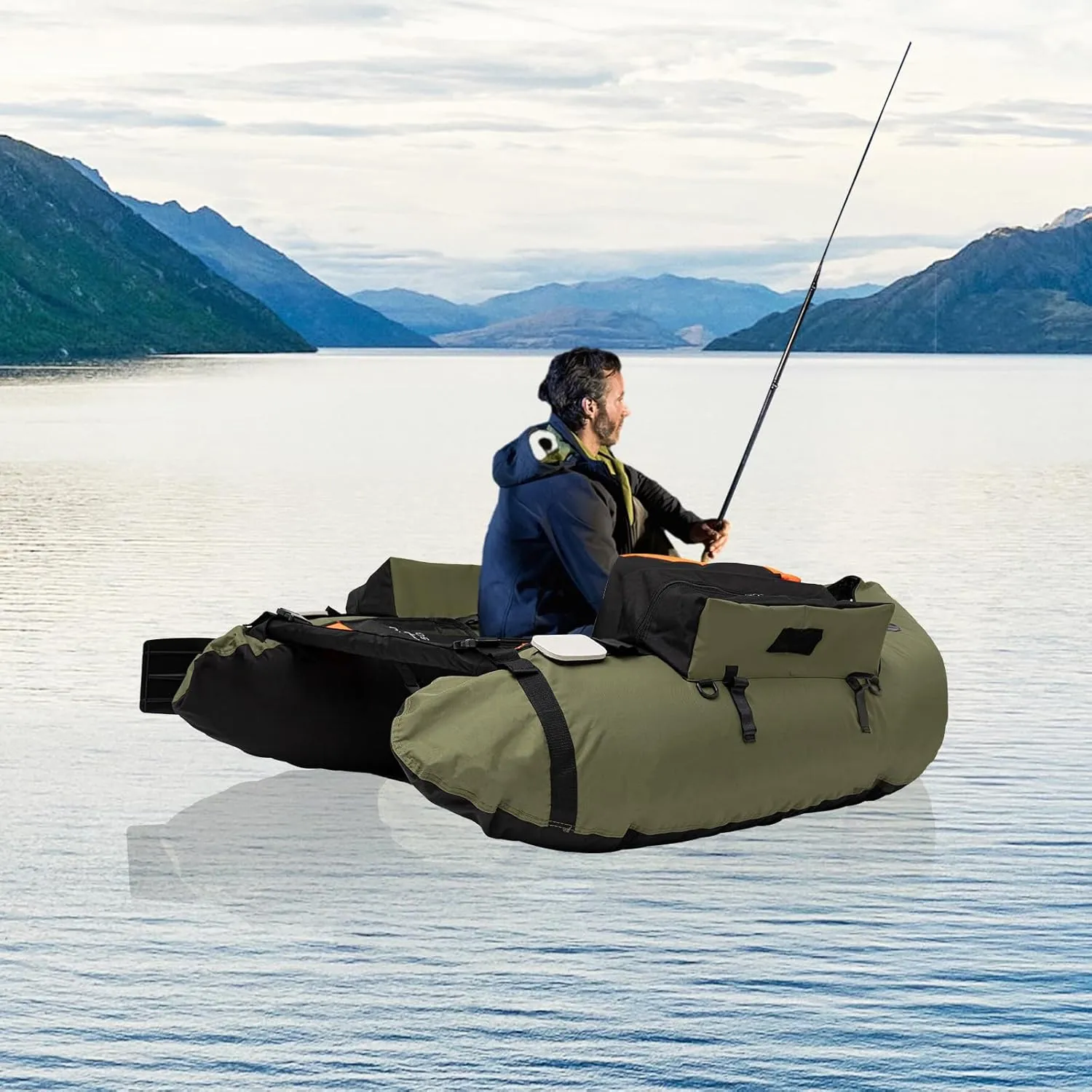 Outdoor Fishing Boat, Inflatable Fishing Boat Portable Boat Raft Kayak Accessories U-Shaped Boat Raft Fishing Boat, Load Capacity 130Kg/286.6Lbs for Fishing, Rafting, Exploring