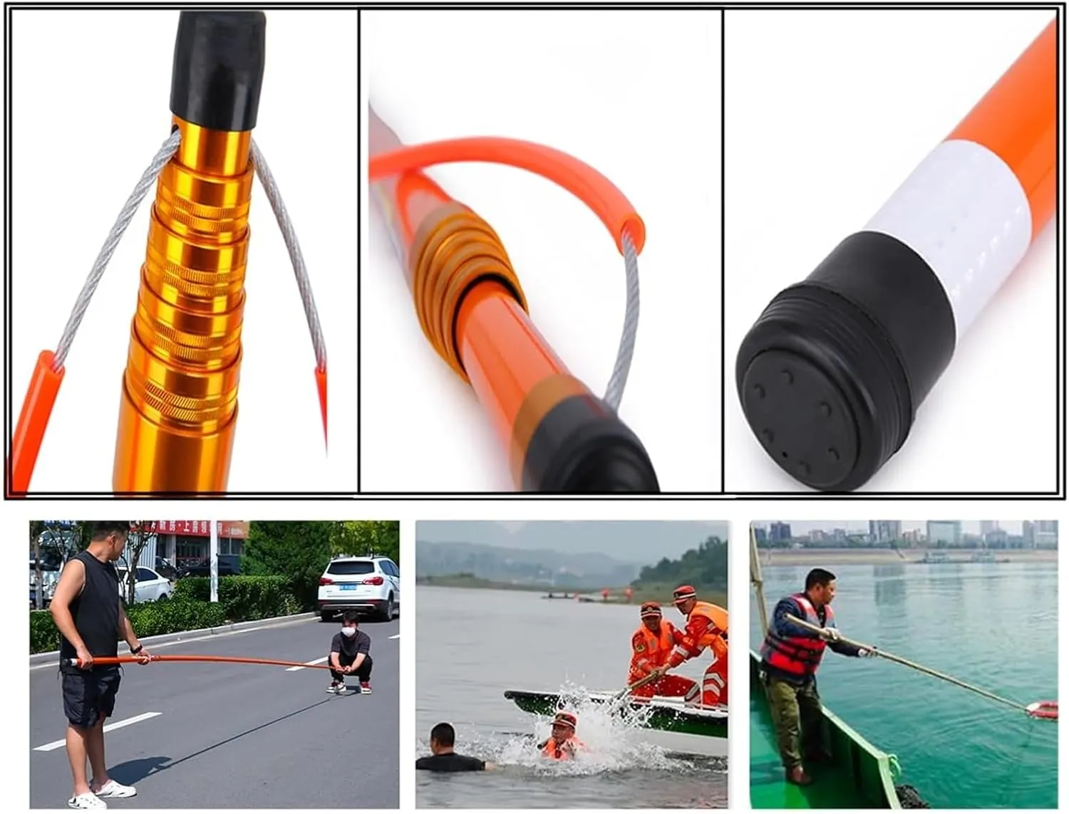 Pool Safety Hook,Safety Hook Pool Pole, Adjustable Heavy Duty Pool Pole Rescues Equipment Life-Saving Rod Stick Salvage Rods Emergency Safety Hooks(1.2-6.5m(4.9ft-21.3ft))
