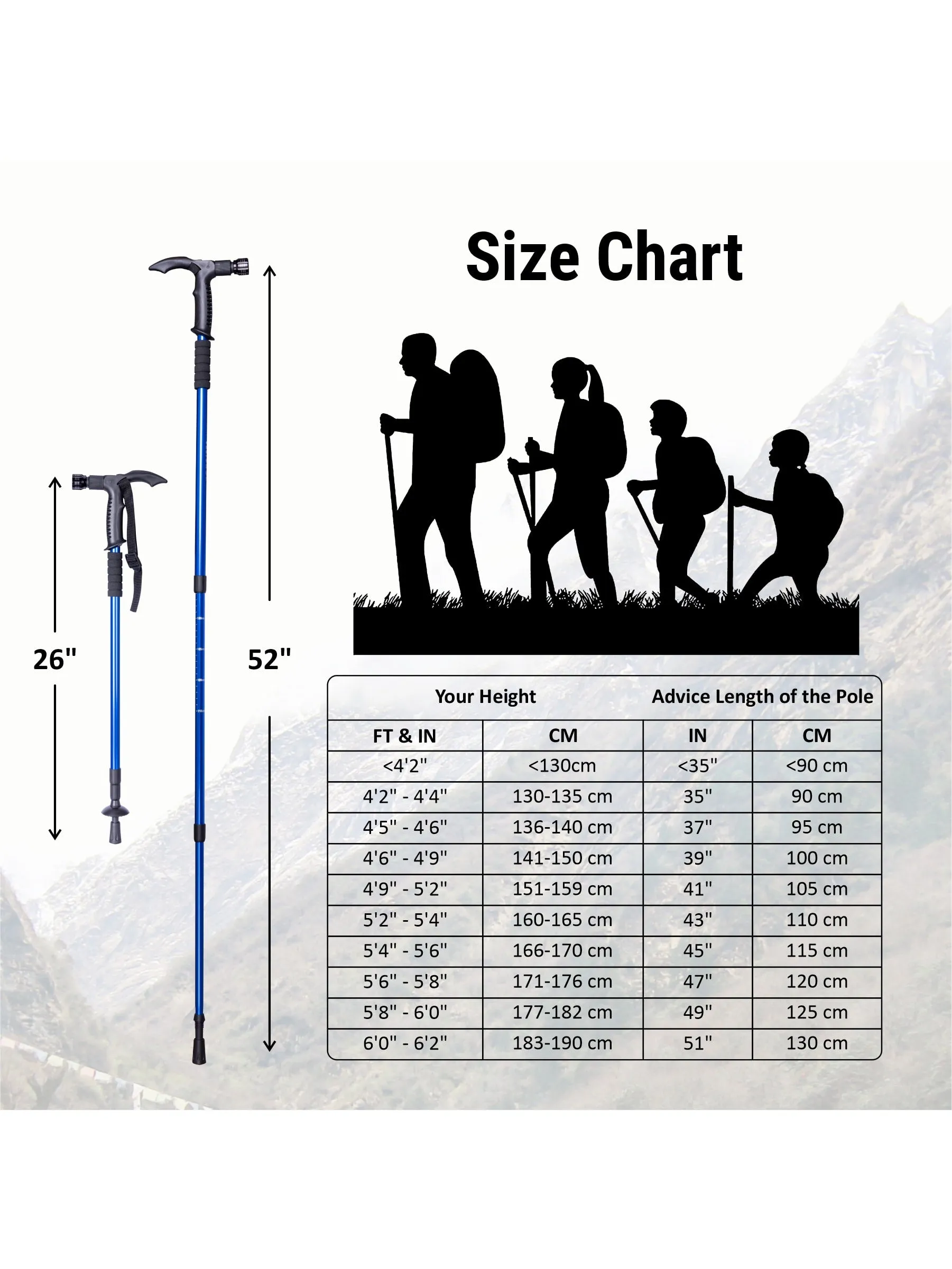Vector X Trekking Poles Adjustable Hiking or Walking Sticks for Hiking Collapsible Strong