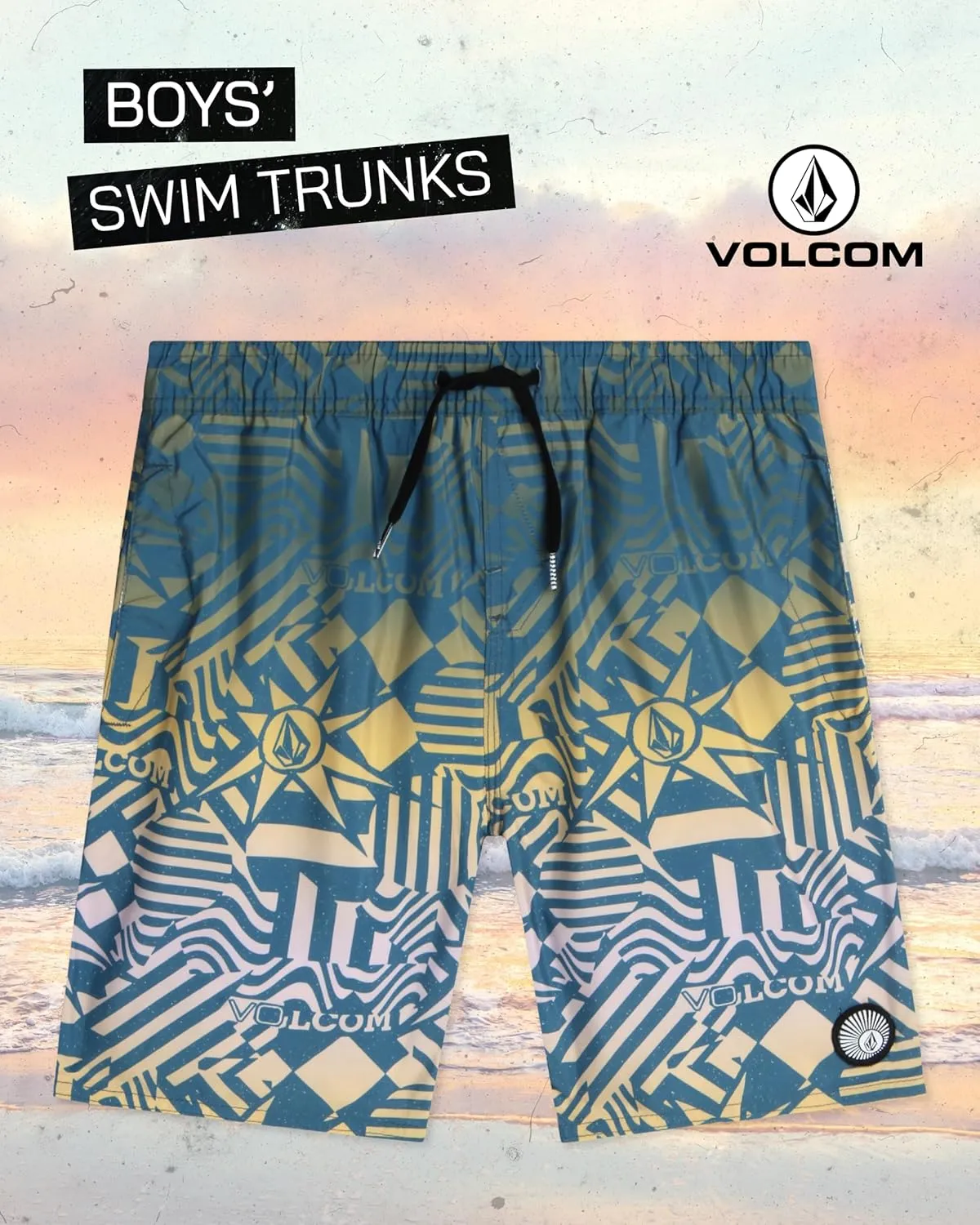 Volcom Boys Swim Trunks - UPF 50  Quick Dry Board Shorts with Drawstring Waist - Bathing Suit Swimsuit for Boys (Size: 8-16)