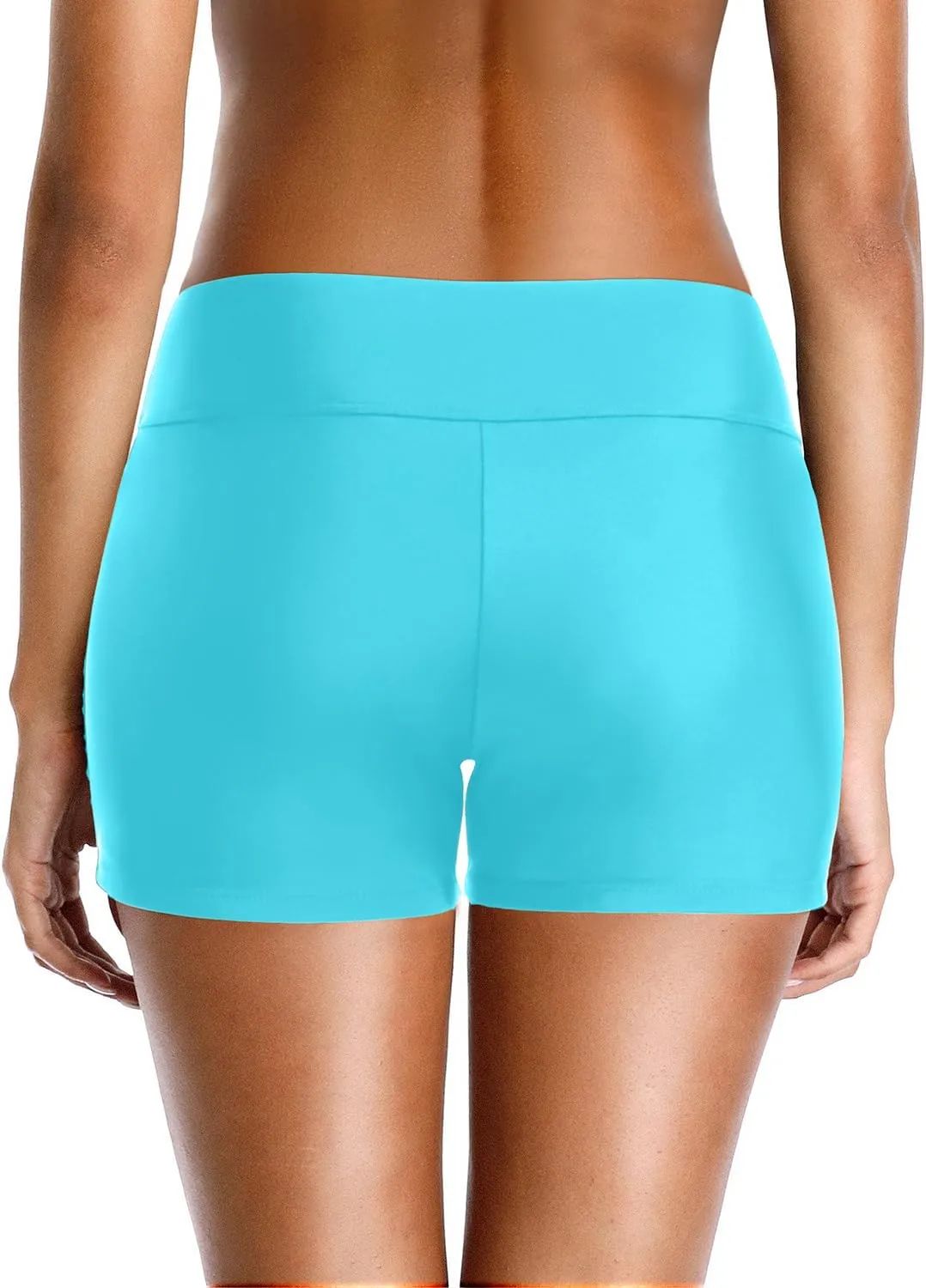 Zmart Women's 3" High Waisted Swim Shorts Full Coverage Swimsuit Bottoms Bathing Suit Boy Shorts